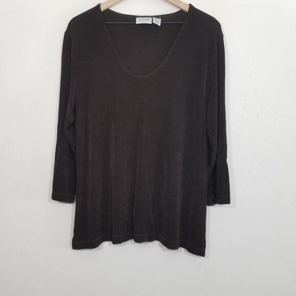 Travelers by Chico's Brown Top Blouse Stretch Size 3 - Picture 1 of 4